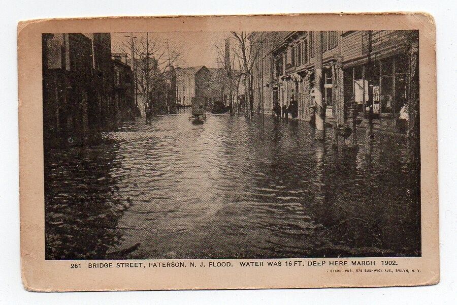UDB PC, Bridge St., Paterson, N.J. Flood, Water was 16ft. Deep Here  March 1902