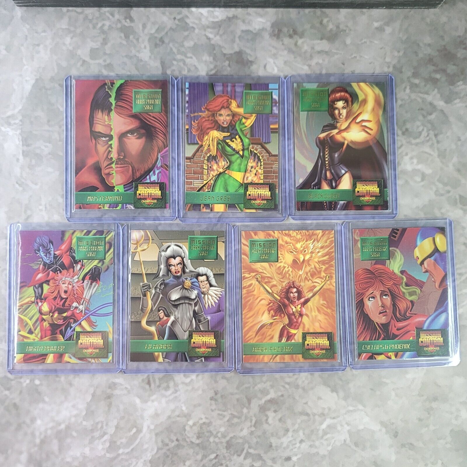 1995 Marvel Overpower Card Game Mission Dark Phoenix Saga Cards Complete 1-7