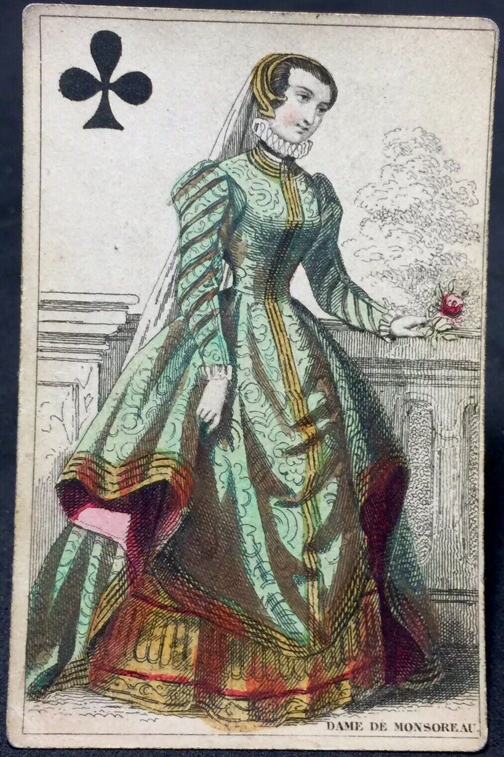 c1850 Hand Colored Steel Engraved Antique Playing Cards Historic Court Single