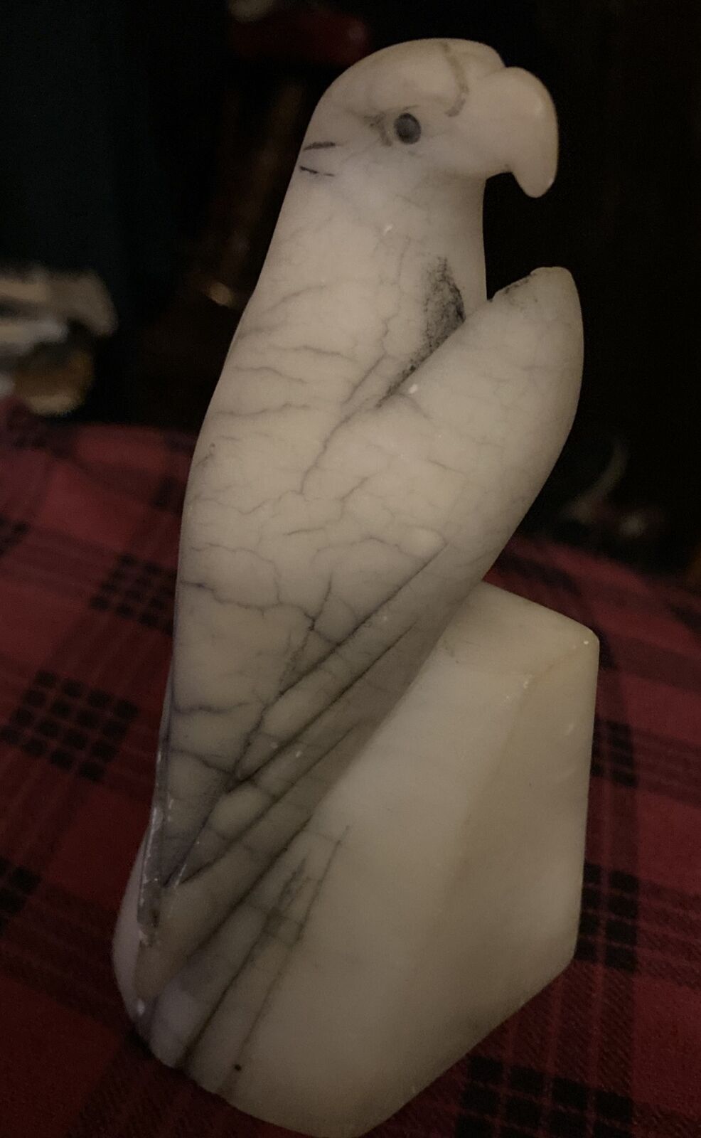 Eagle Alabaster/ Marble Made In Italy #15 Bookend/Figure  WHITE SWIRL