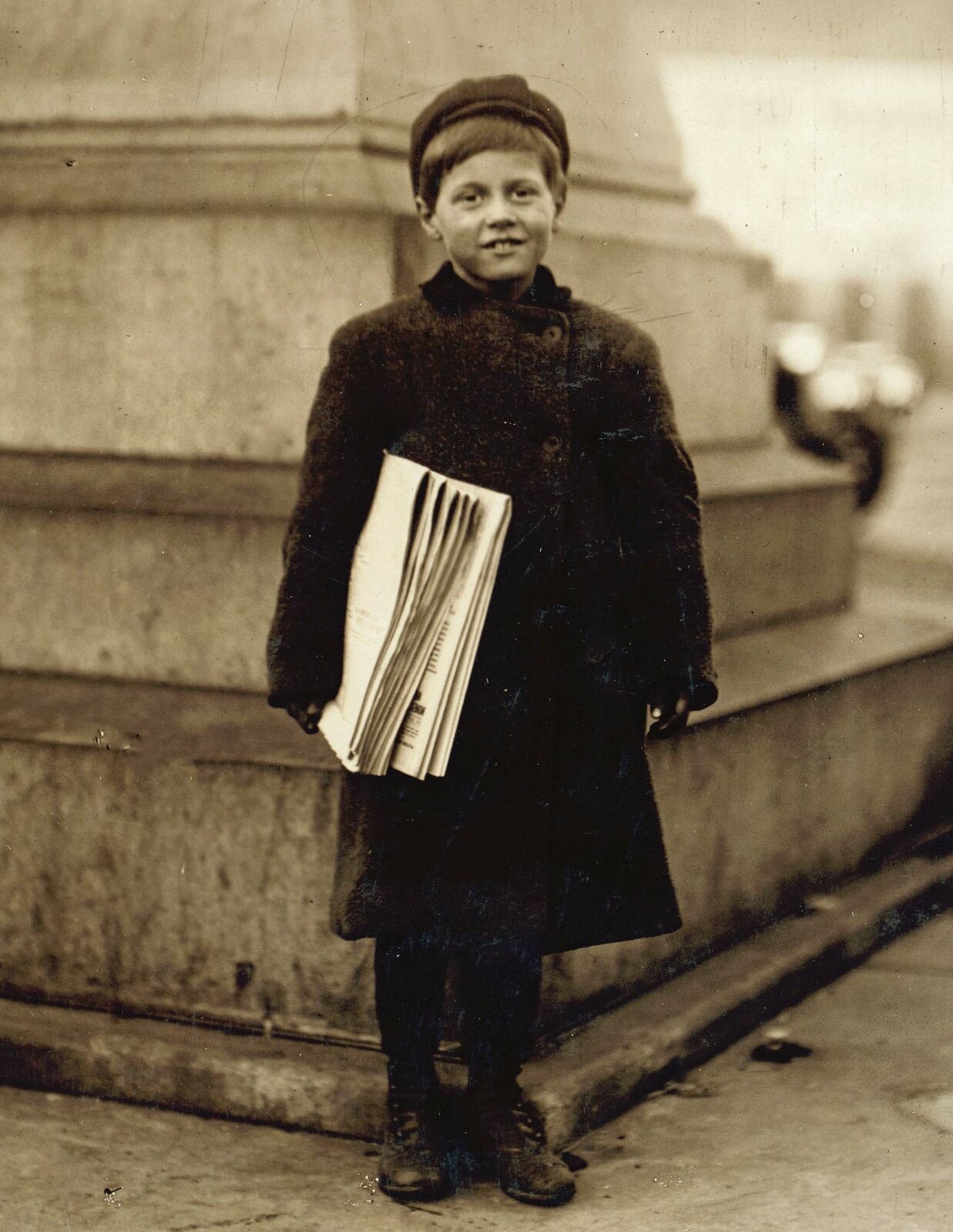 1912 Eight Year Old Newsboy Thomas Messina, Hoboken Old Photo 8.5\