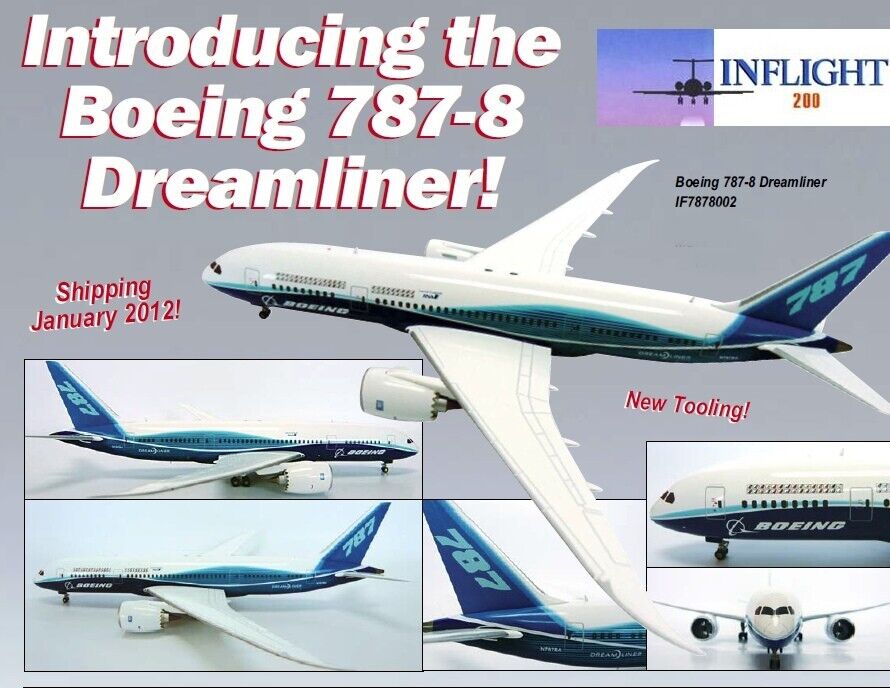 Inflight IF7878002 Boeing 787-800 Dreamliner Roll Out N787BA Diecast 1/200 Model