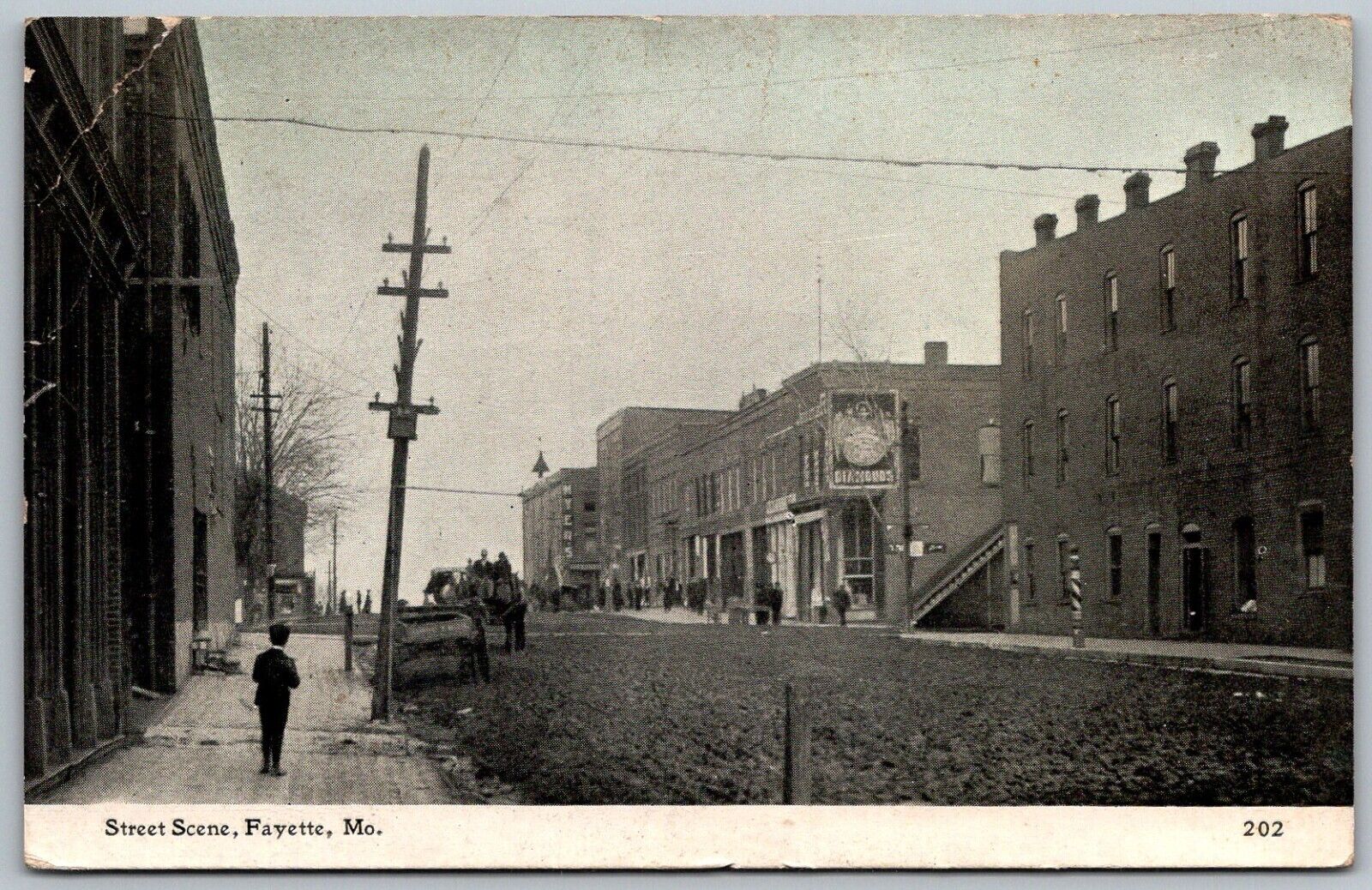 Fayette Missouri 1920 Postcard Street Scene