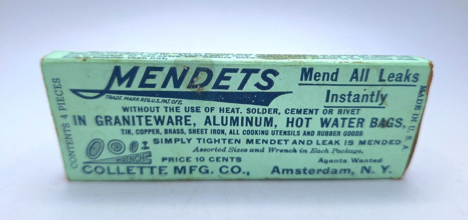 Vintage Mendets Mend All Leaks Repair Kit Original Box In Exc Cond 