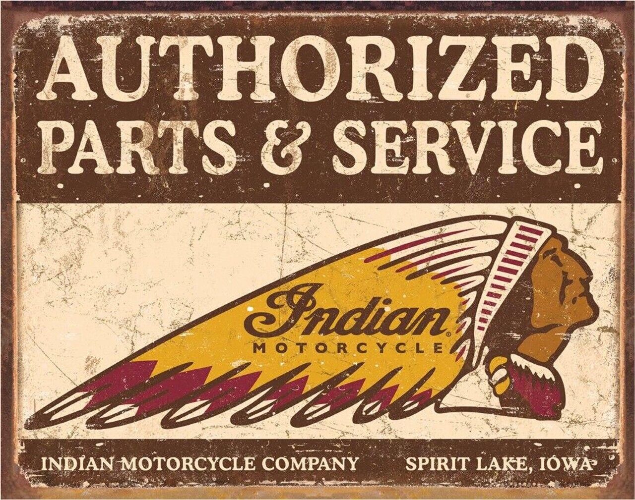 Indian Authorized Motorcycle Tin Sign w/ Indian Guardian Bell