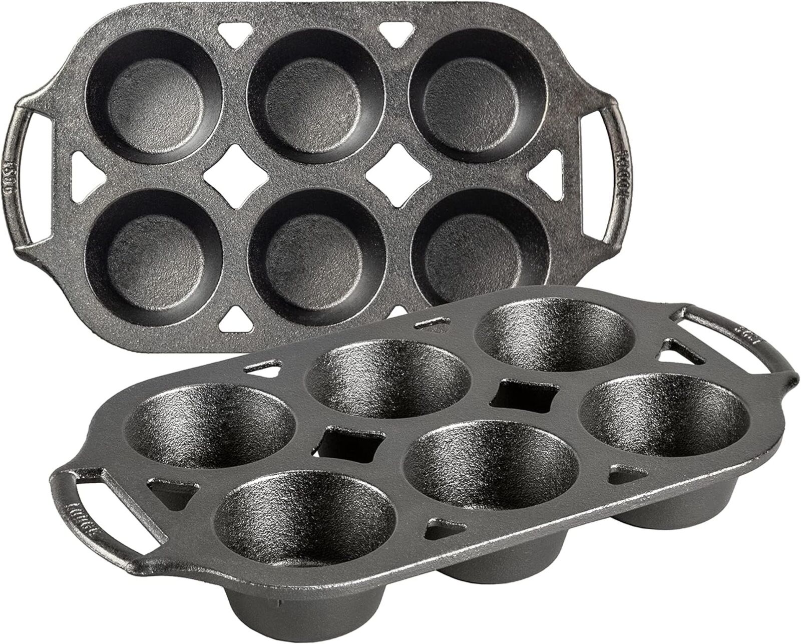 Cast Iron 2 Piece Muffin Pan Set, Edge-to-edge Even Heat, Very Durable