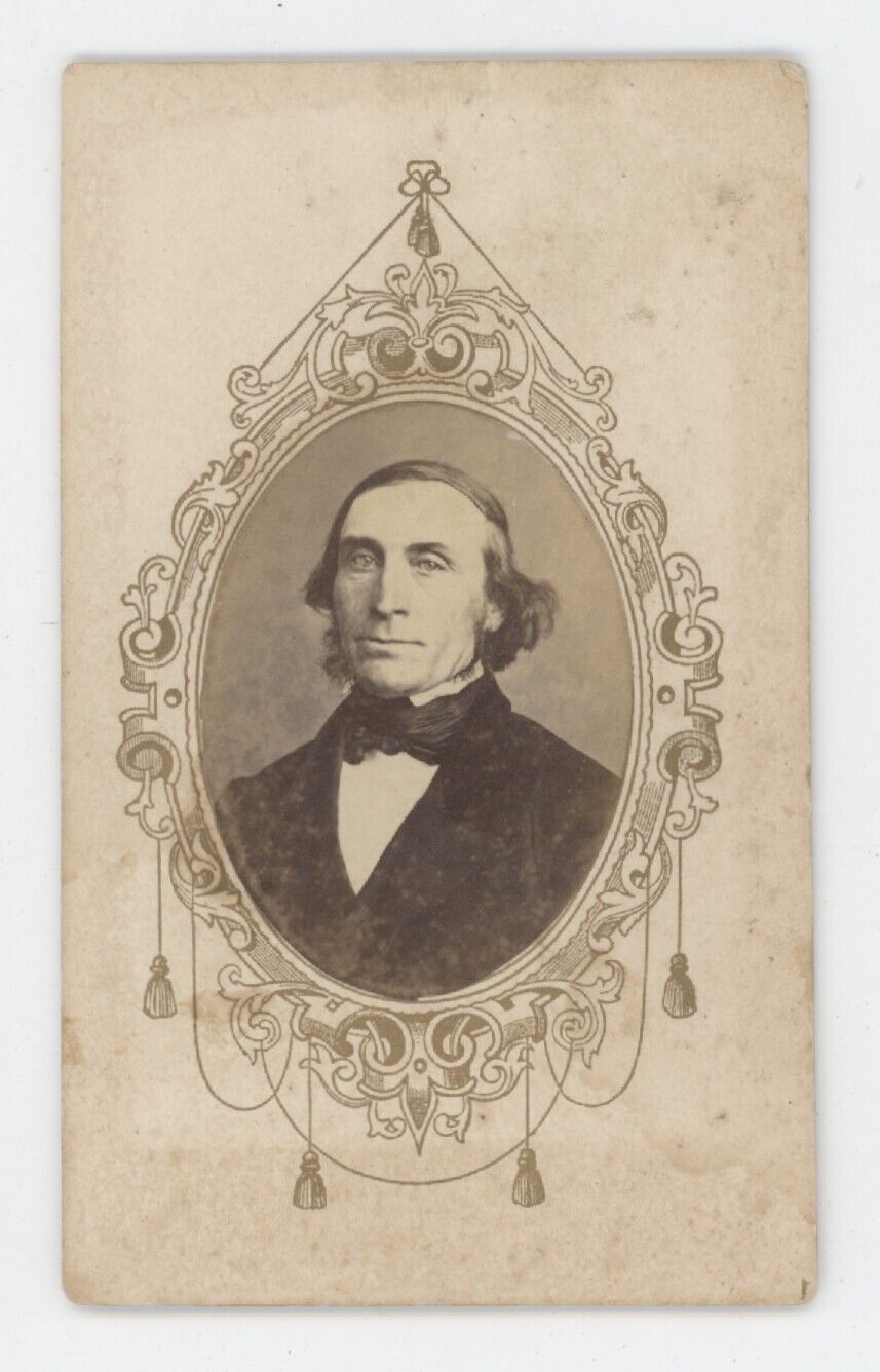 Antique Cartouche CDV c1860s Fetter Older Man With Long Hair in Suit Peru, IN