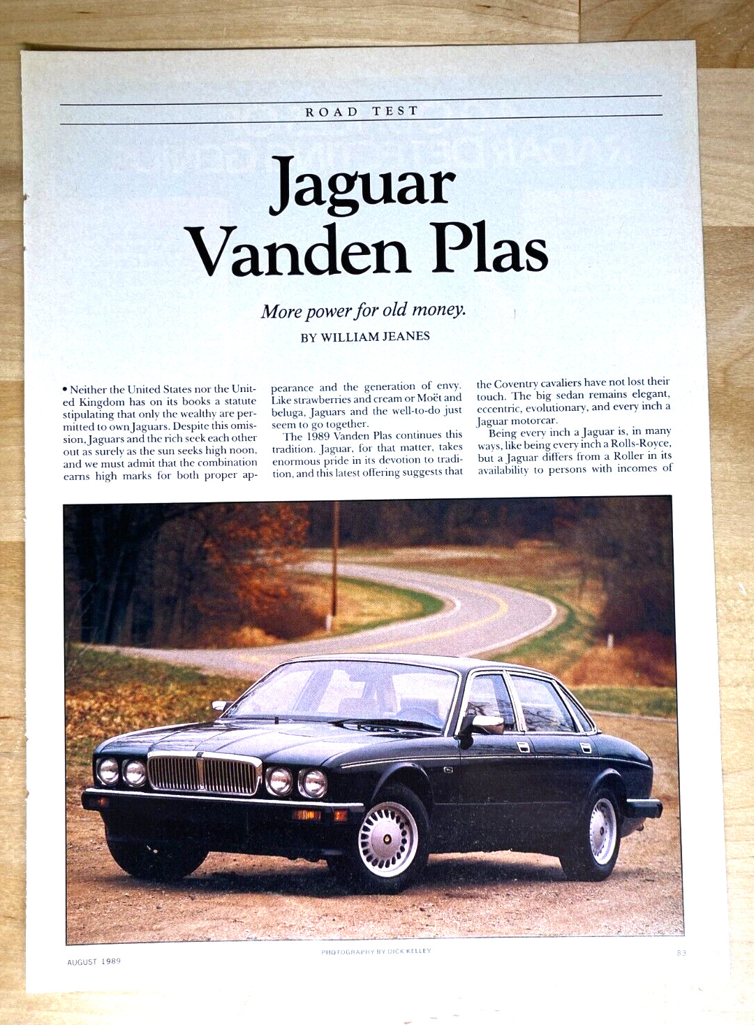 1989 Jaguar XJ6 Vanden Plas Original Magazine Article