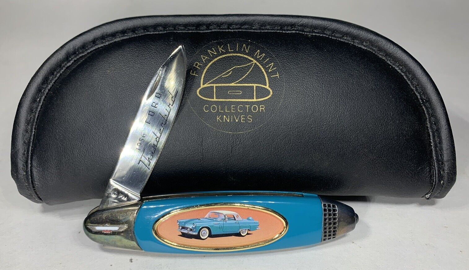 Franklin Mint Collectors Folding Pocket Knife 1956 Ford Thunderbird w/ Case