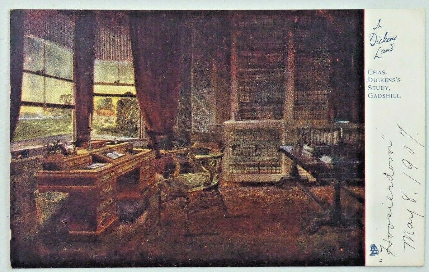 In Dickens Land Dickens\'s Study 1907 Raphael Tuck Divided Back Postcard A409