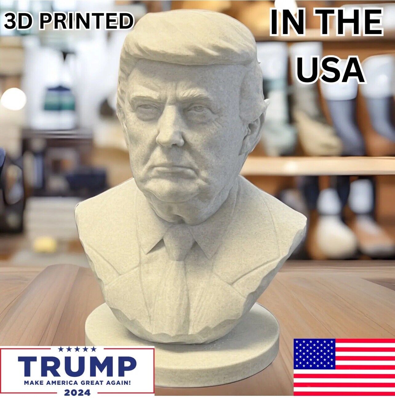 🇺🇸 10.5”Donald Trump Statue Marble Finish US45th President MAGA Desk Accessory