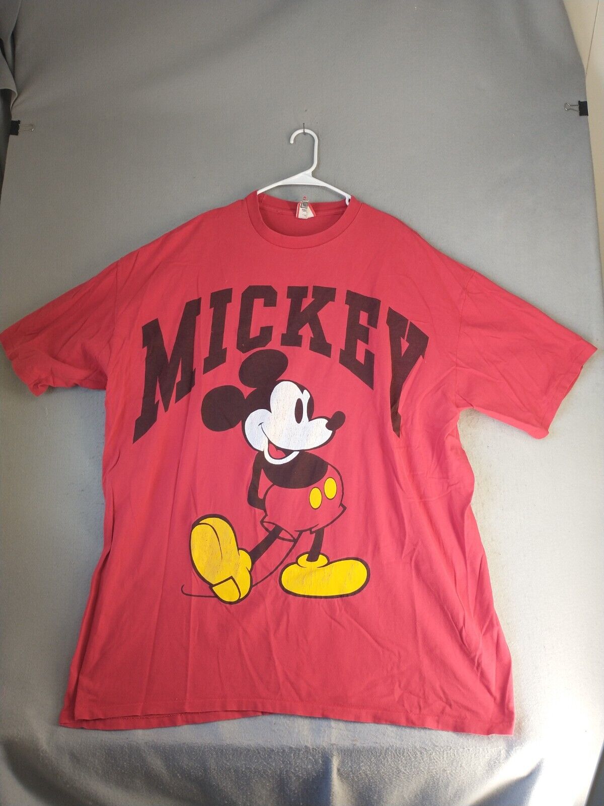 Vintage Mickey Mouse Adult T Shirt One Size Oversized Red Short Sleeve USA