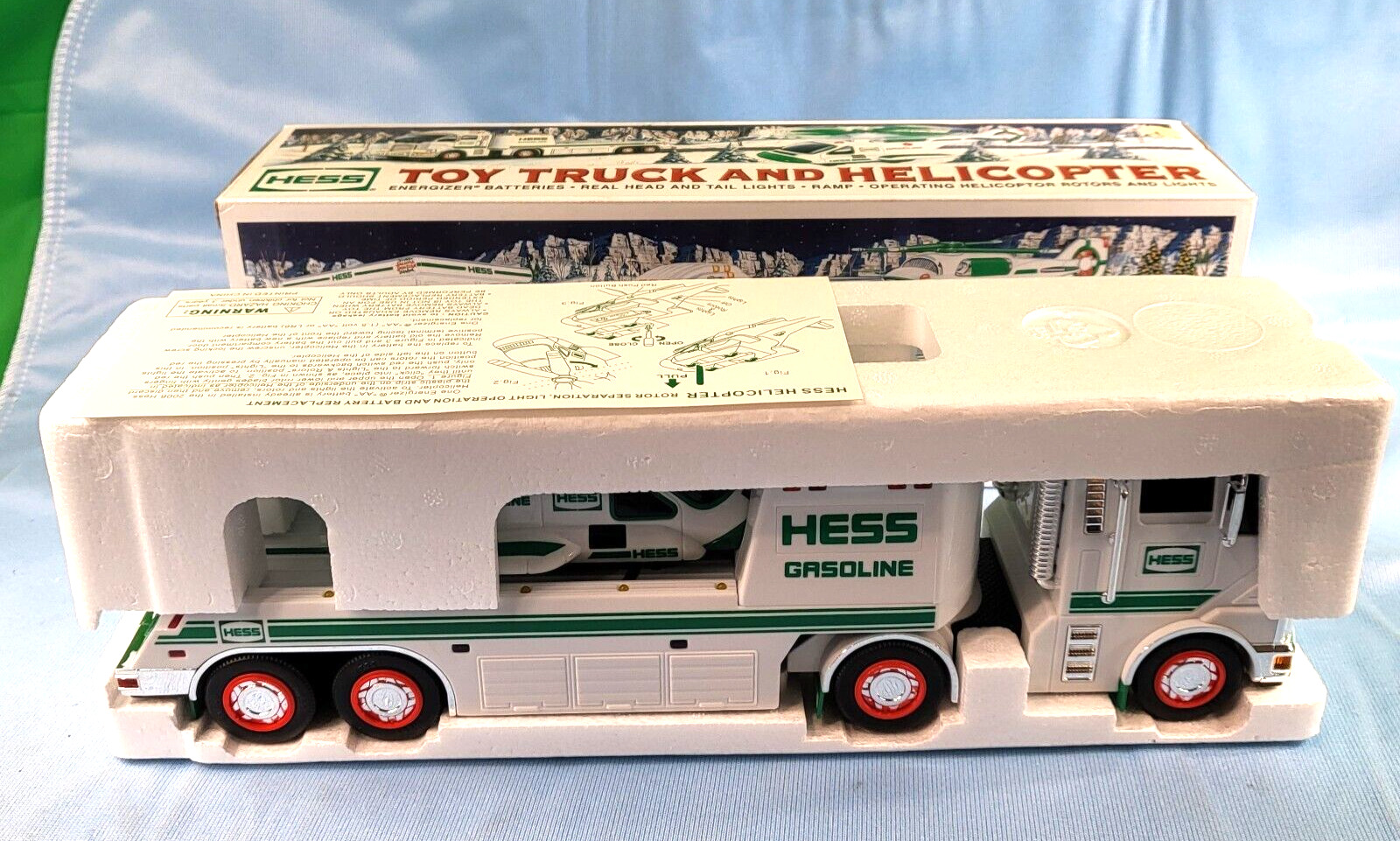 2006 Hess Toy Truck and Helicopter with Inserts All Working