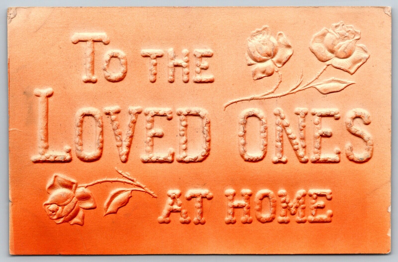 The Loved Ones At Home EMBOSSED Airbrushed BANNER Vintage Postcard