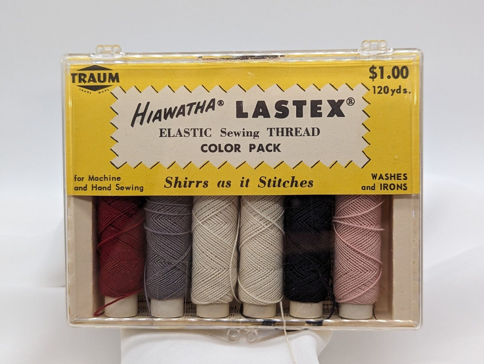 David Traum Hiawatha Lastex Elastic Sewing Thread Vtg Kit W/6 Spools Display 