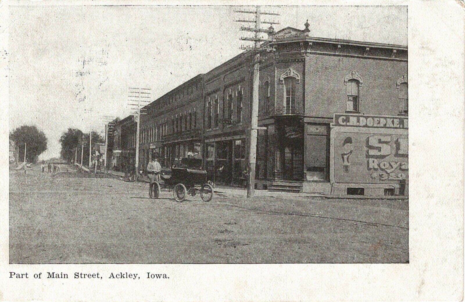 Vintage Postcard Part of Main Street Ackley IOWA 