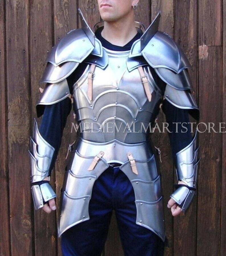 German Armour Suit ~ Wearable Medieval Suit with Breastplate, Pauldrons 