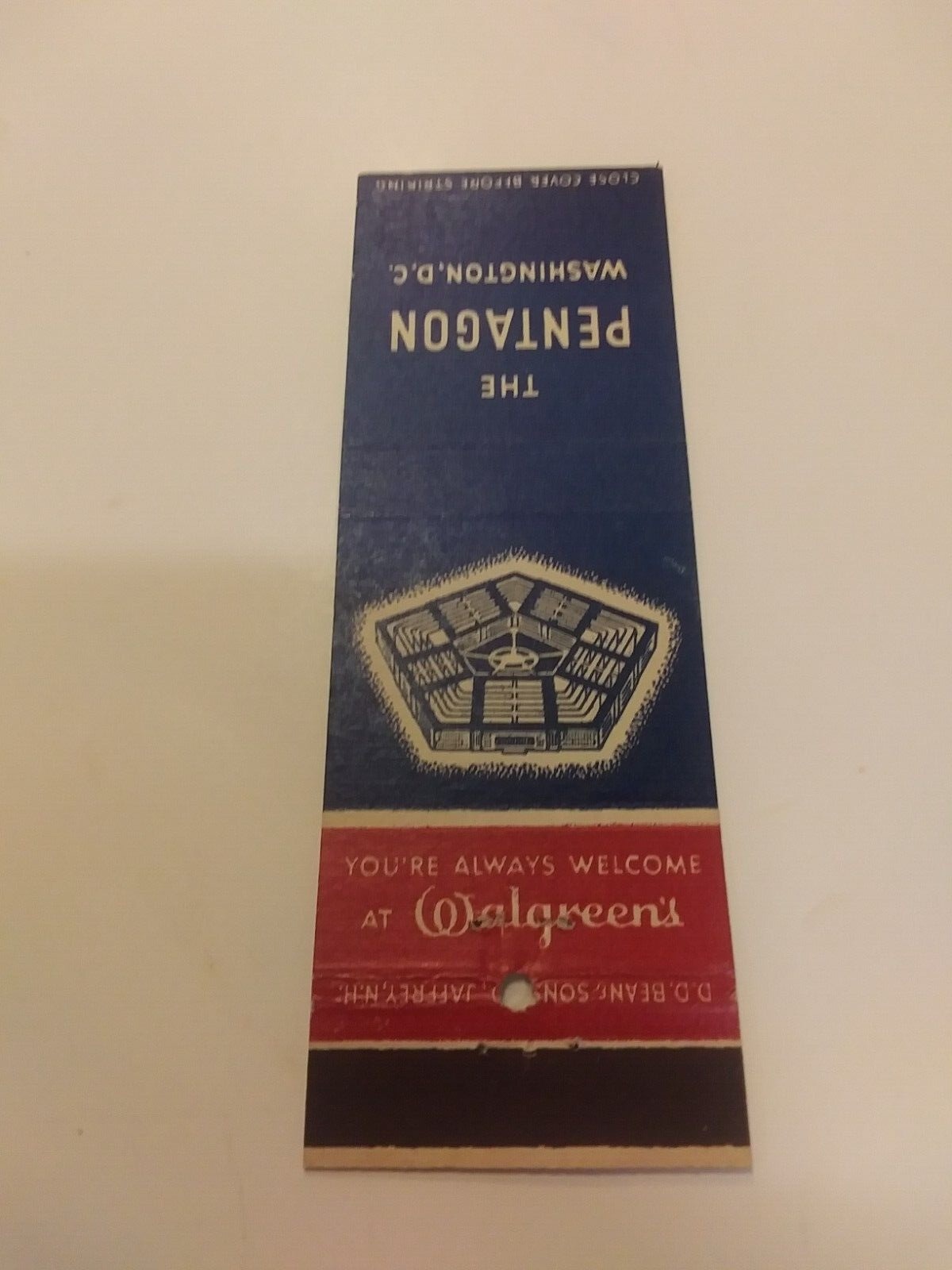 Vintage The Pentagon Washington DC You\'re Always Welcome At Walgreens Matchbook
