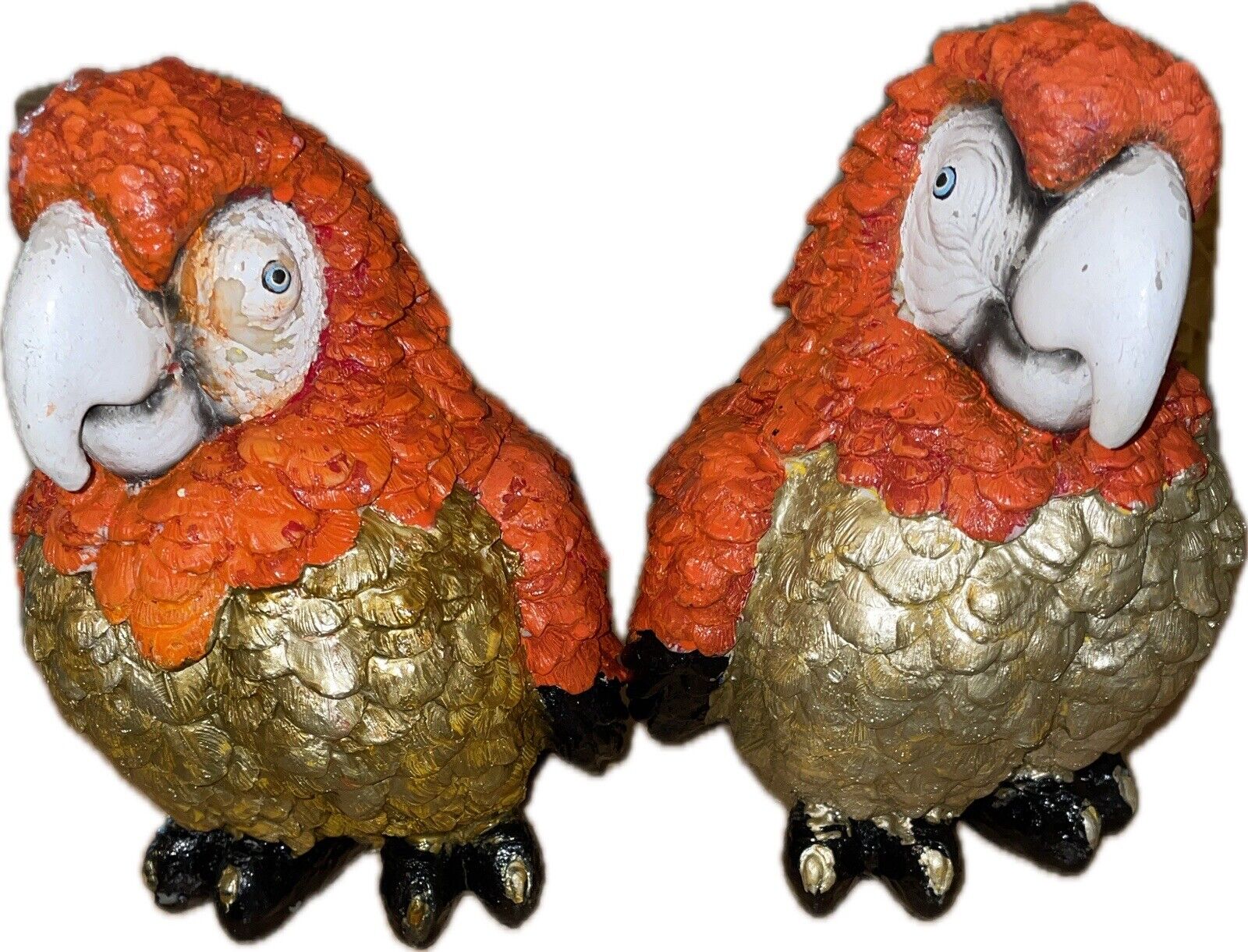 Pair Of Resin Parrots