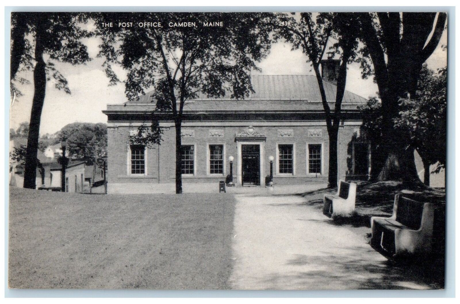 c1950's Camden Maine Post Office Building Pathway Dirt Road ME Vintage Postcard