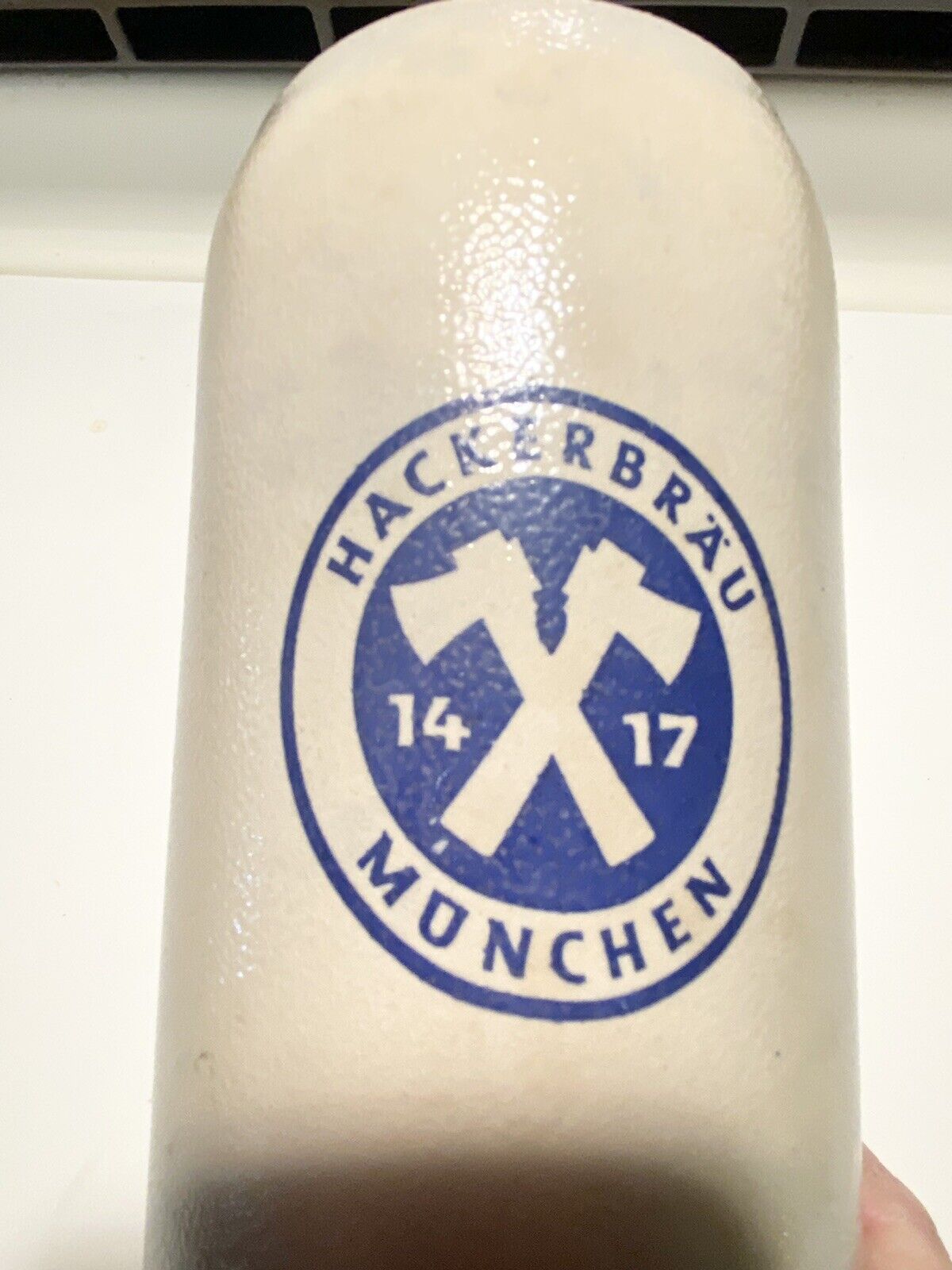 Vintage Hackerbrau Munchen 1417 DBL Sickle Germany Salt Glazed 1L Beer Stein Mug