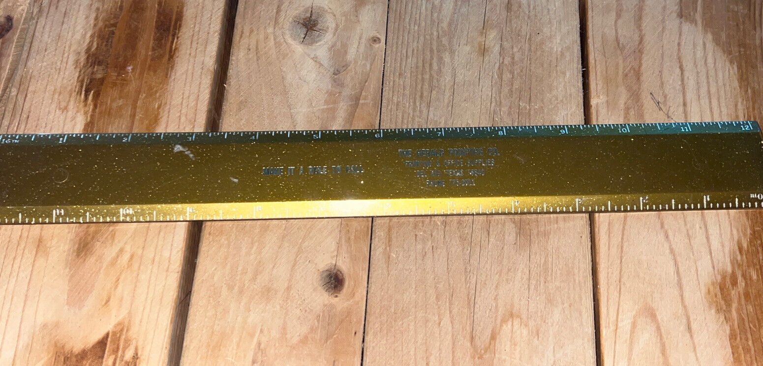 Vintage Herald Printing Co. Del Rio Texas 12 Inch Ruler Used