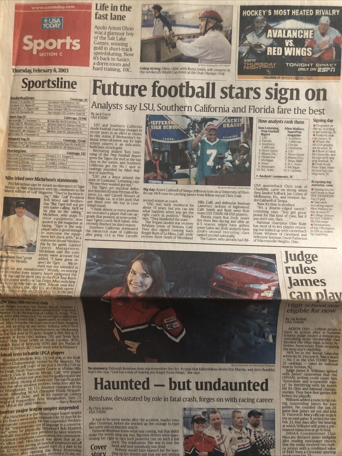 2003 USA Today Newspaper Recruiting Signing Day Reggie Bush Andre Caldwell