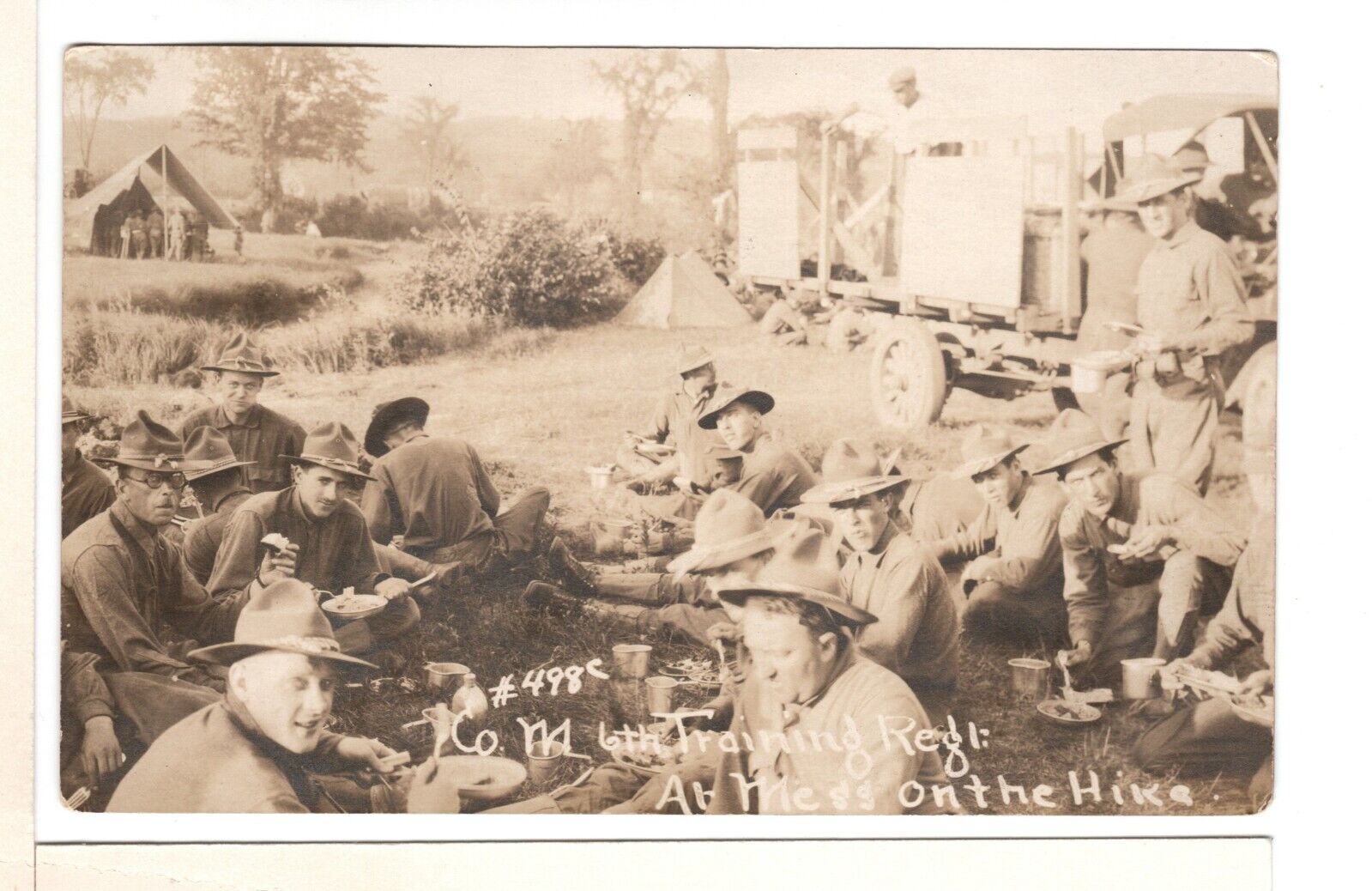 RPPC Company M 6th Training Regiment @ Mess Plattsburg NY 1916 WWI Postcard-BR1
