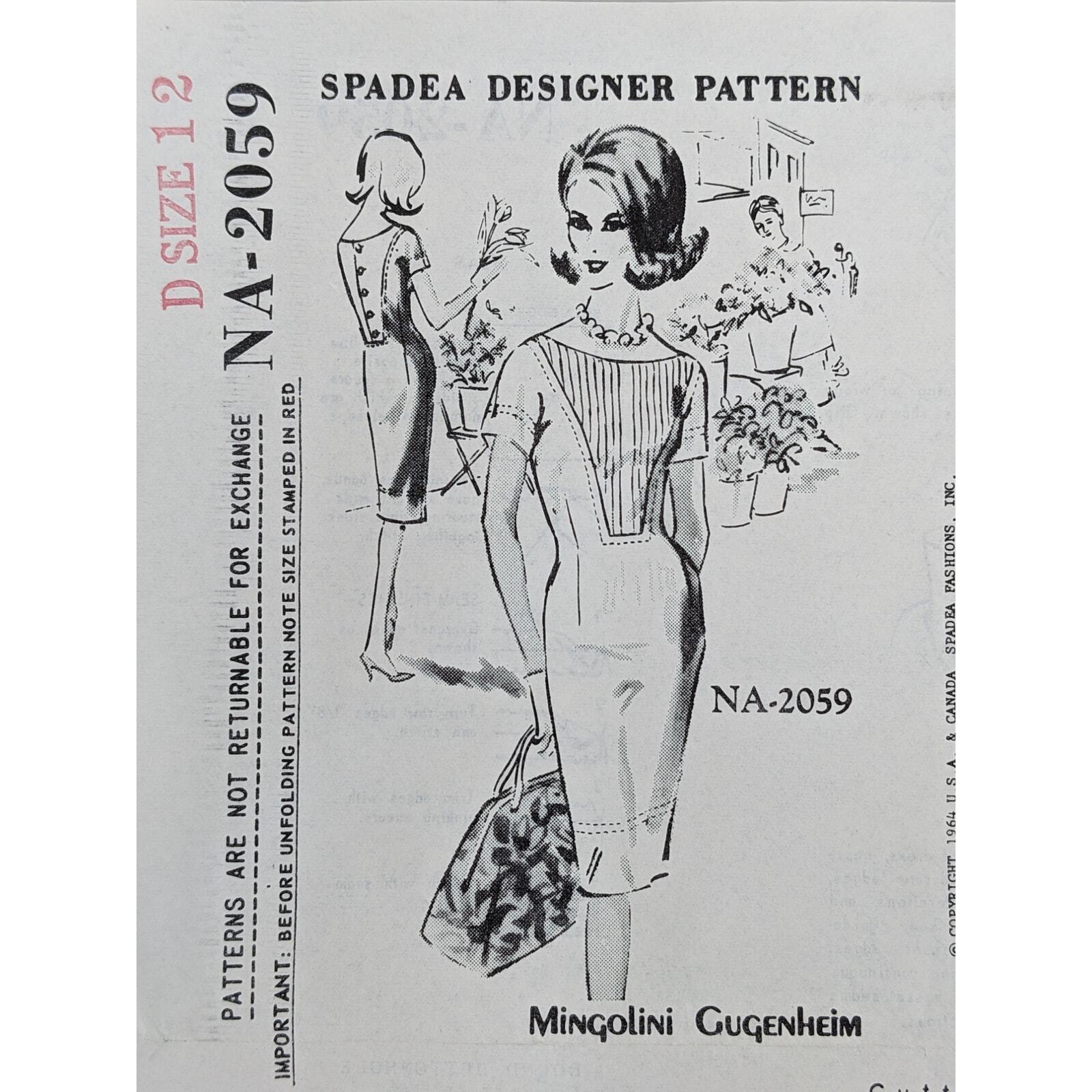 Vintage 1960\'s Mod SPADEA Designer Pleated Bib Dress Pattern Mingolini Gugenheim