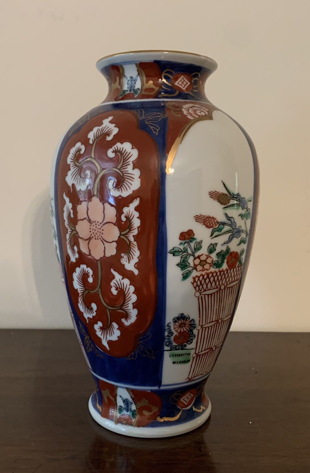 Gold Imari Vase Hand Painted Vintage