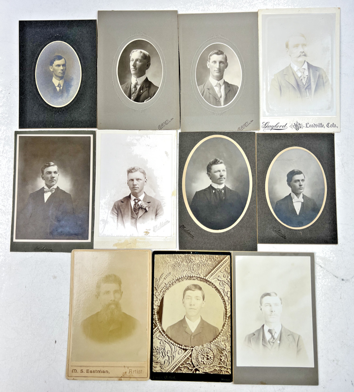 Antique Late 1800s to Early 1900s Assorted Gentlemen Cabinet Cards - Lot of 11