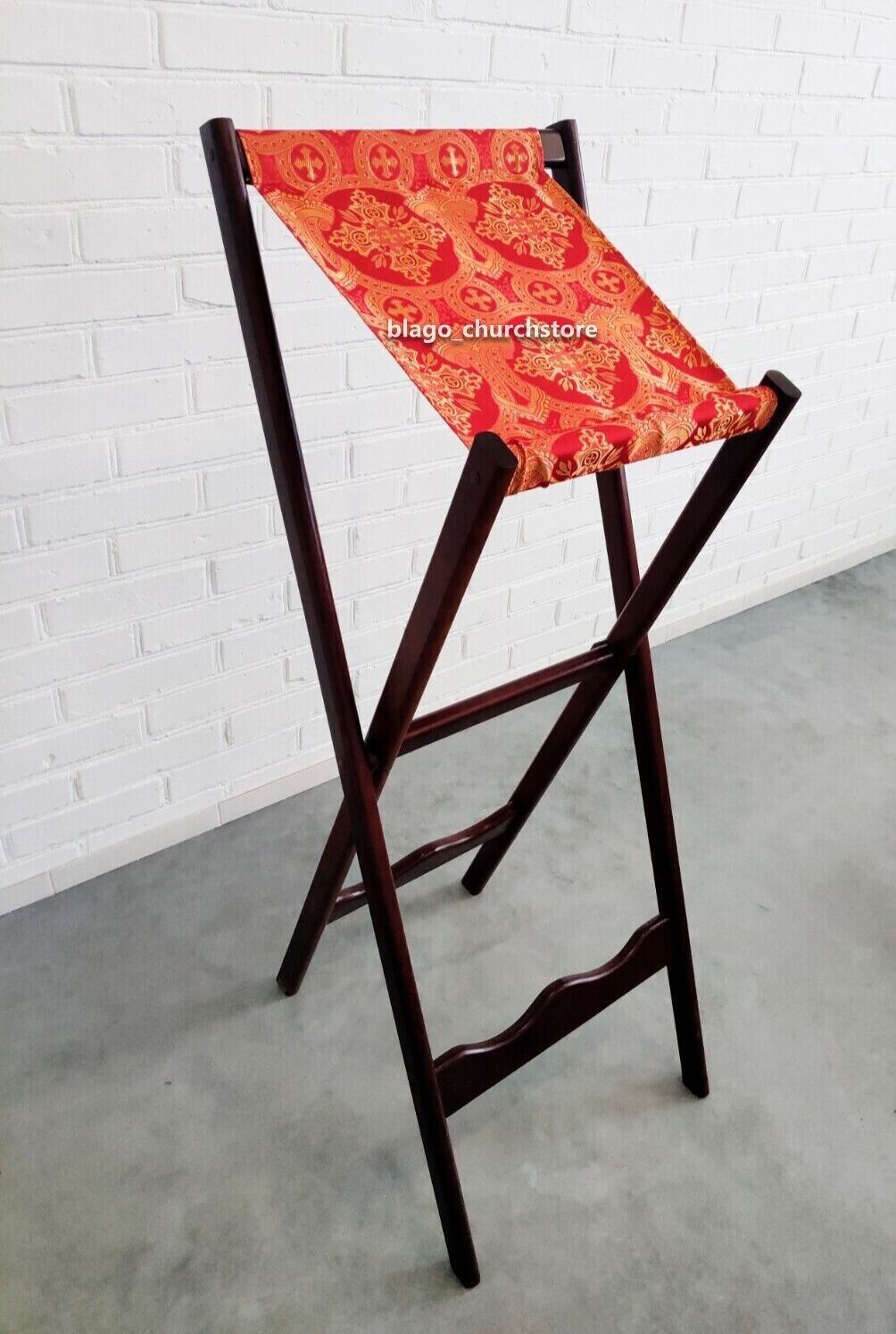 Church Icon Stand Portable Wood Lectern Anologion with Red Fabric