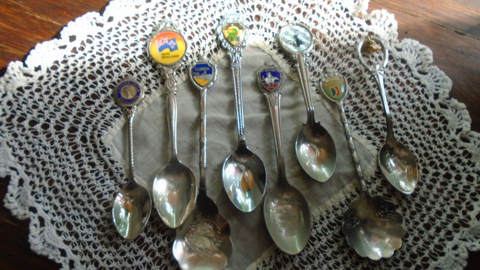 Vintage Mixed Lot of 8 Souvenir Collector Spoons  Various Places