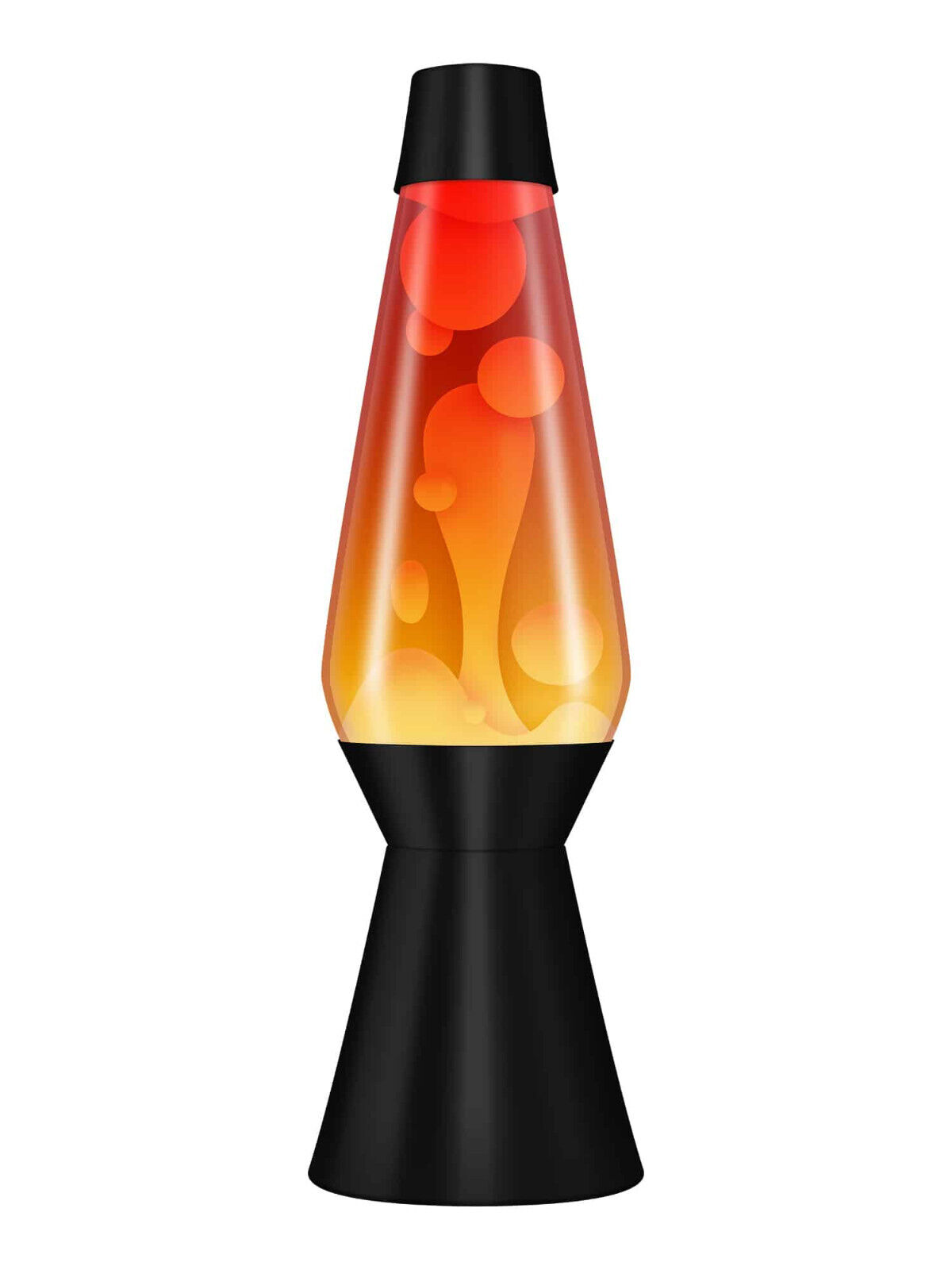 27 inch Lava Black Base/Cap Grande Lamp w / White Wax/Red, Orange, Yellow Liquid