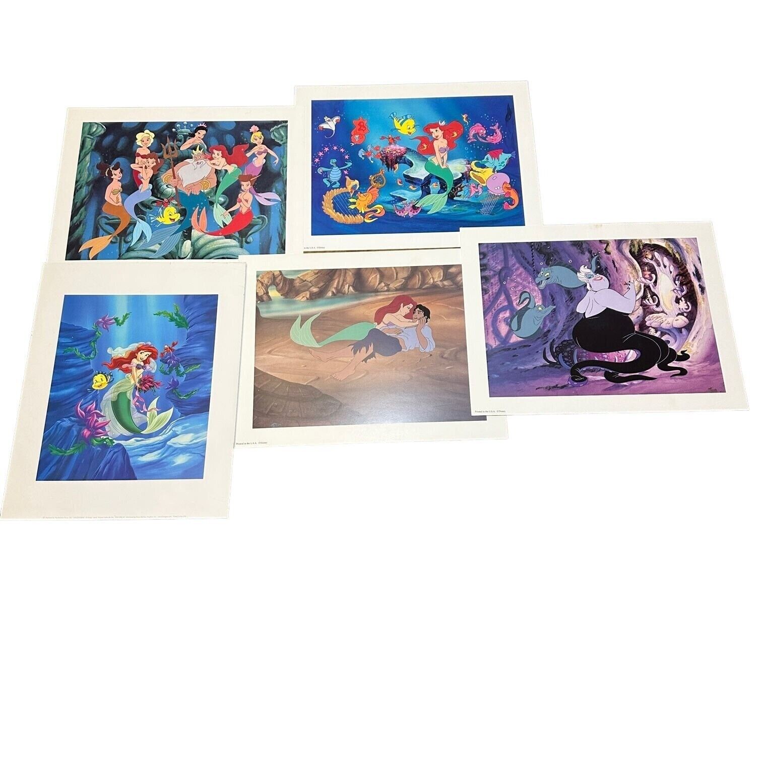 Disney 1989 The Little Mermaid 11x14 Full Color Stills Semi Glossy Set of 5