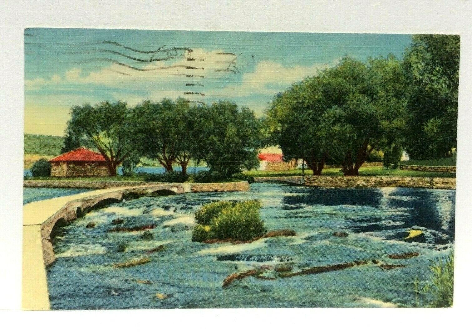 Great Falls Montana MT Giant Springs Linen Vintage Postcard