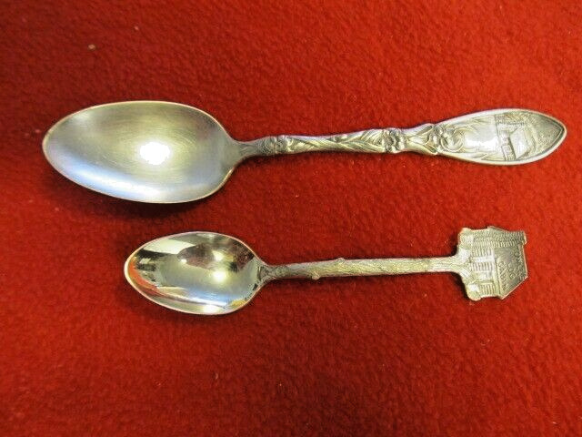 VINTAGE TOWLE\'S LOG CABIN ADVERTISING SPOONS SILVERPLATE LOT OF 2
