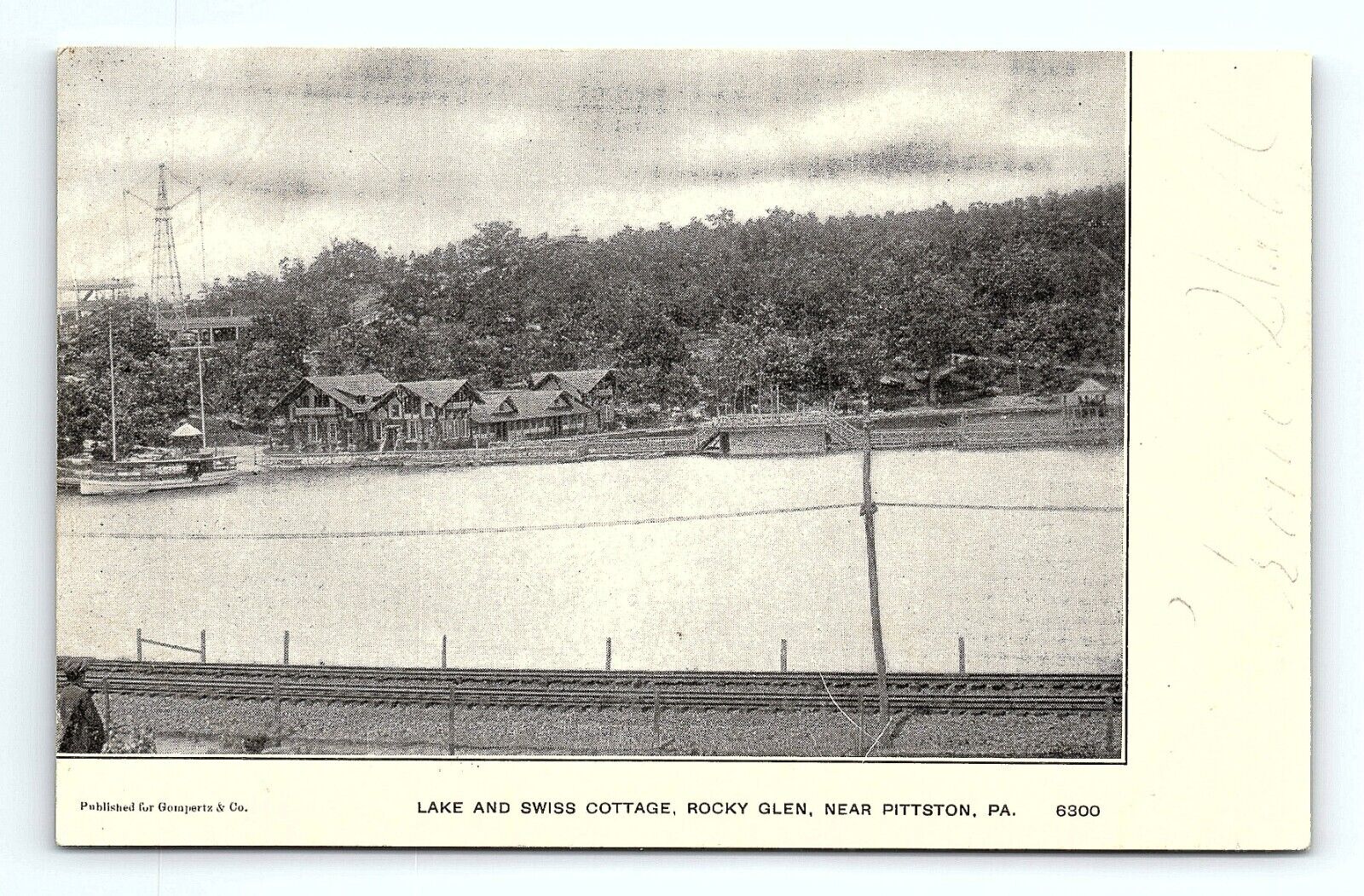 Rocky Glen PA Lake and Swiss Cottage Postcard GV Millar   pc107