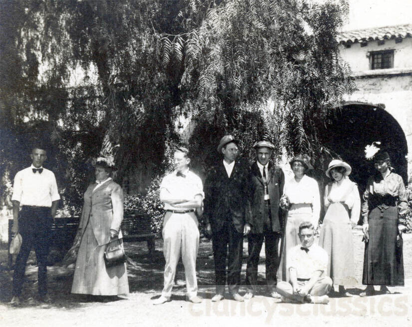 1917 Family in Courtyard of San Luis Rey Mission Oceanside California