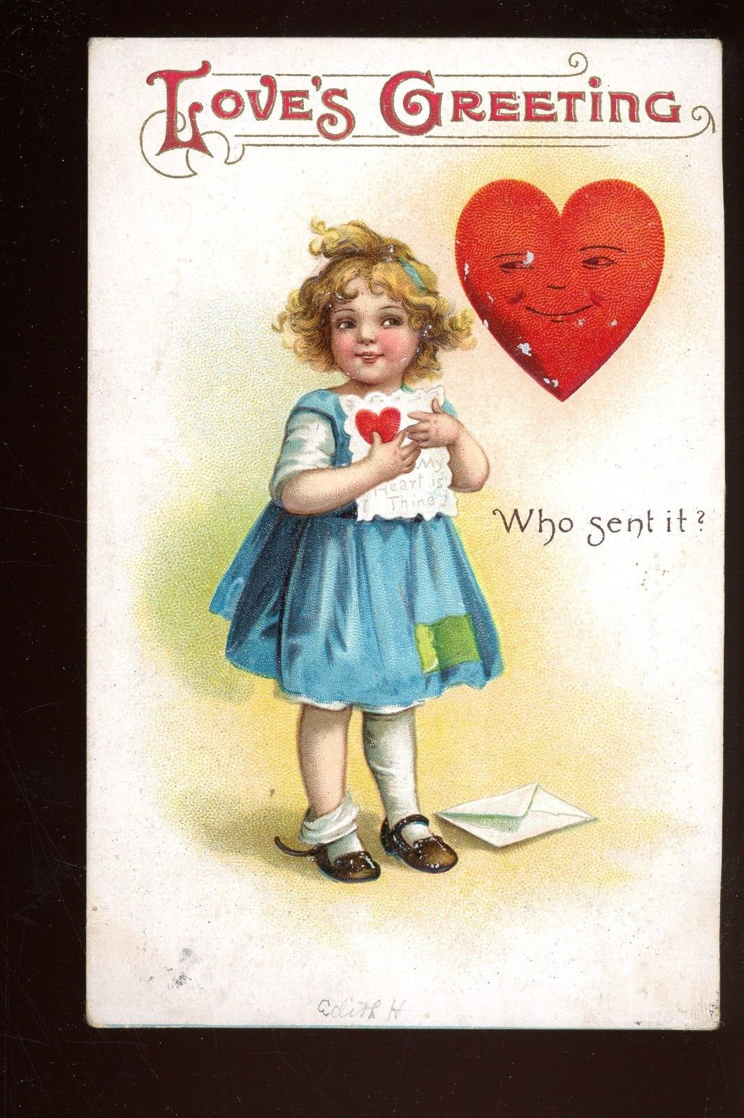 Valentine-lot of 2-young girl-1911 & unused