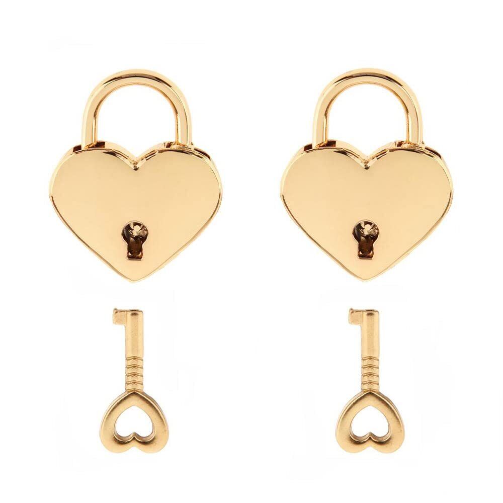 Small Metal Heart Shaped Padlock Mini Lock with Key for Jewelry Box Storage B...