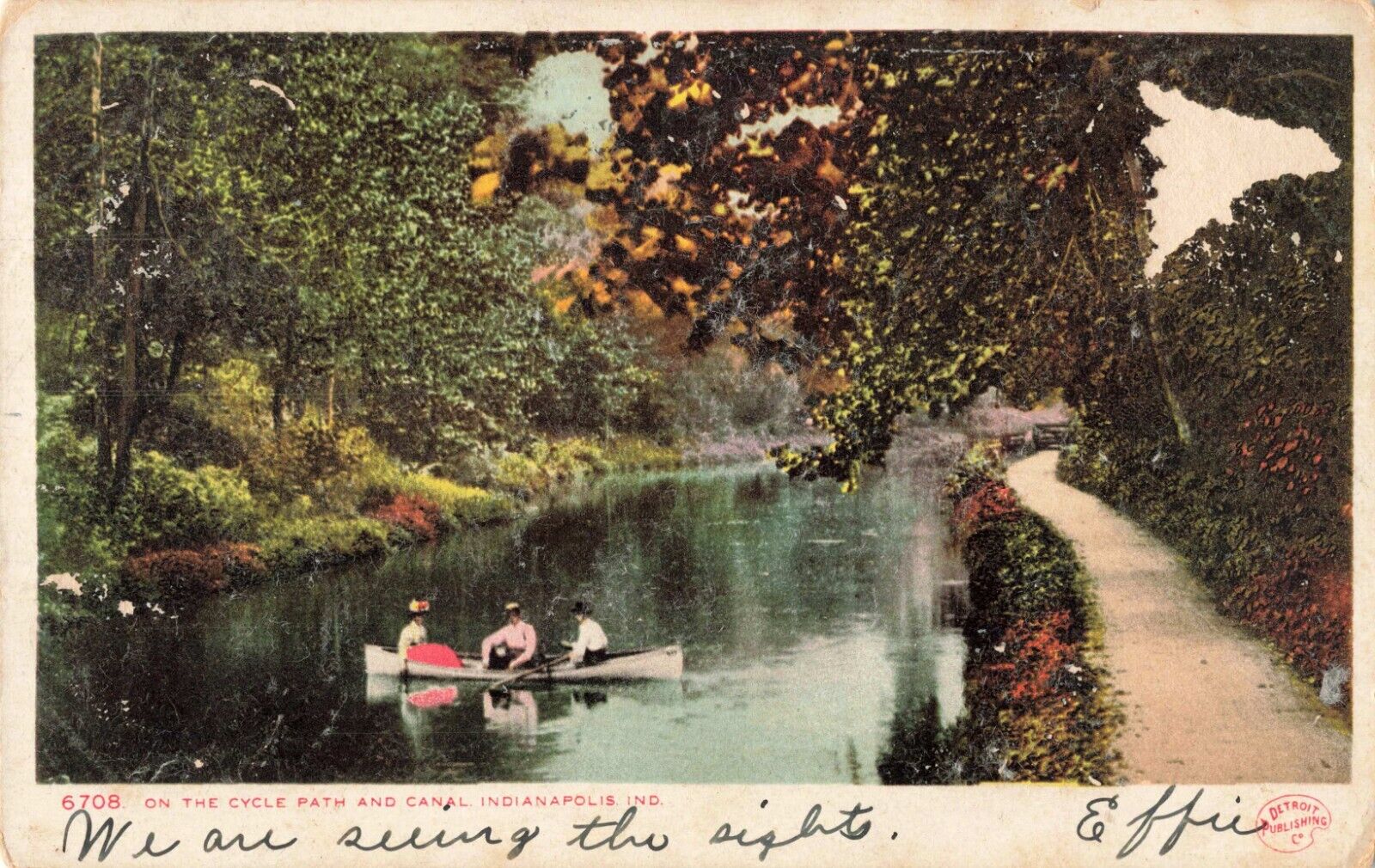 On the Cycle Path and Canal, Indianapolis, Indiana IN - 1906 Vintage Postcard