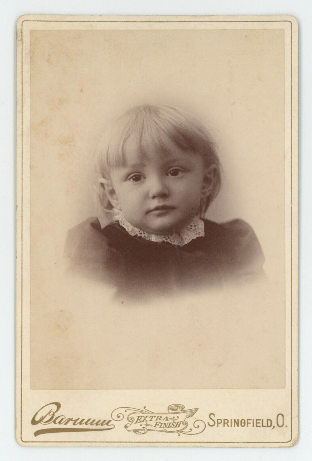 Antique c1880s ID\'d Cabinet Card Adorable Girl Dora Hawthorne Springfield, OH