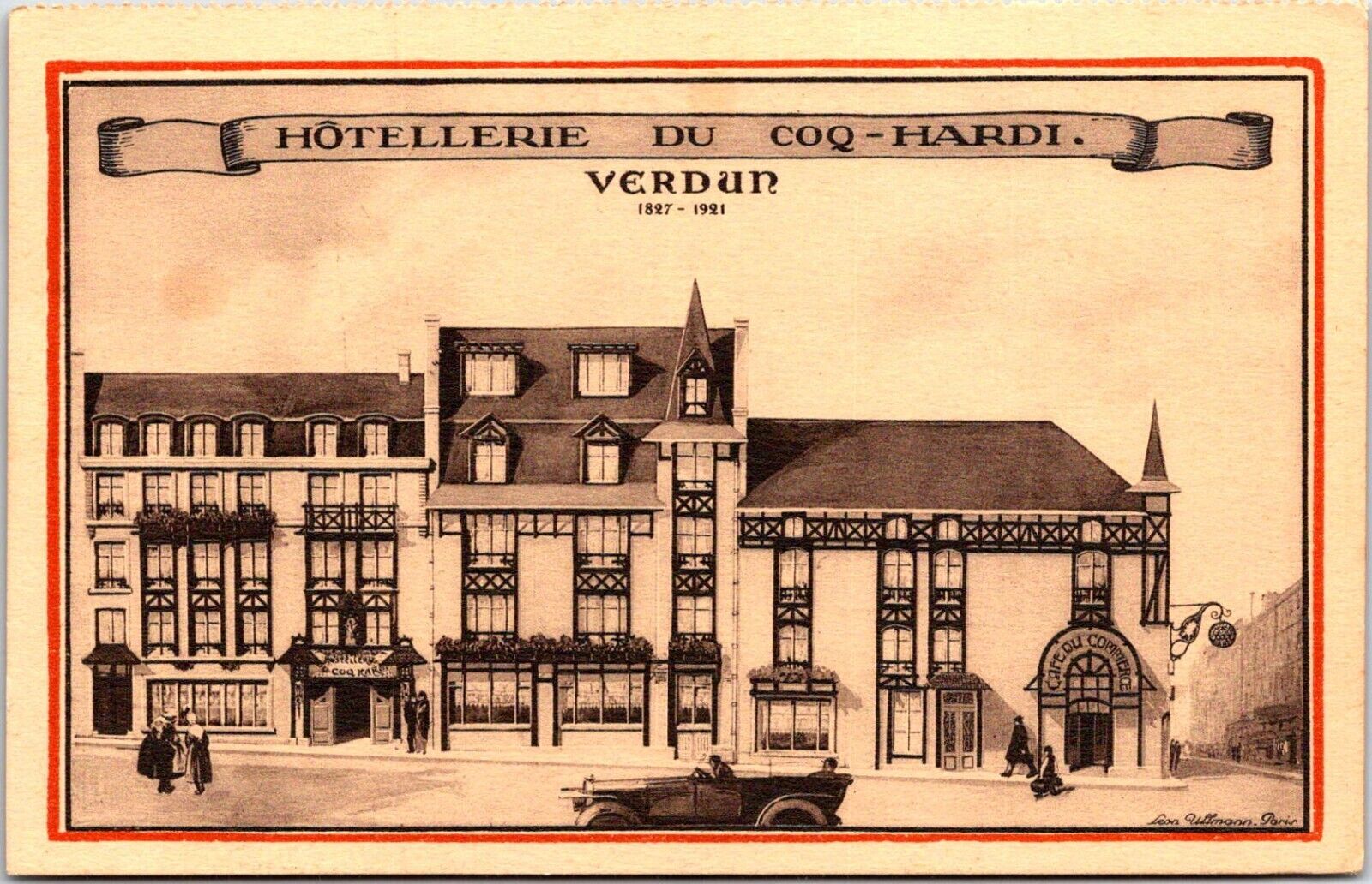 Postcard Hotel du Coq-Hardi, Verdun, France, US Army Post Cancel, 1951
