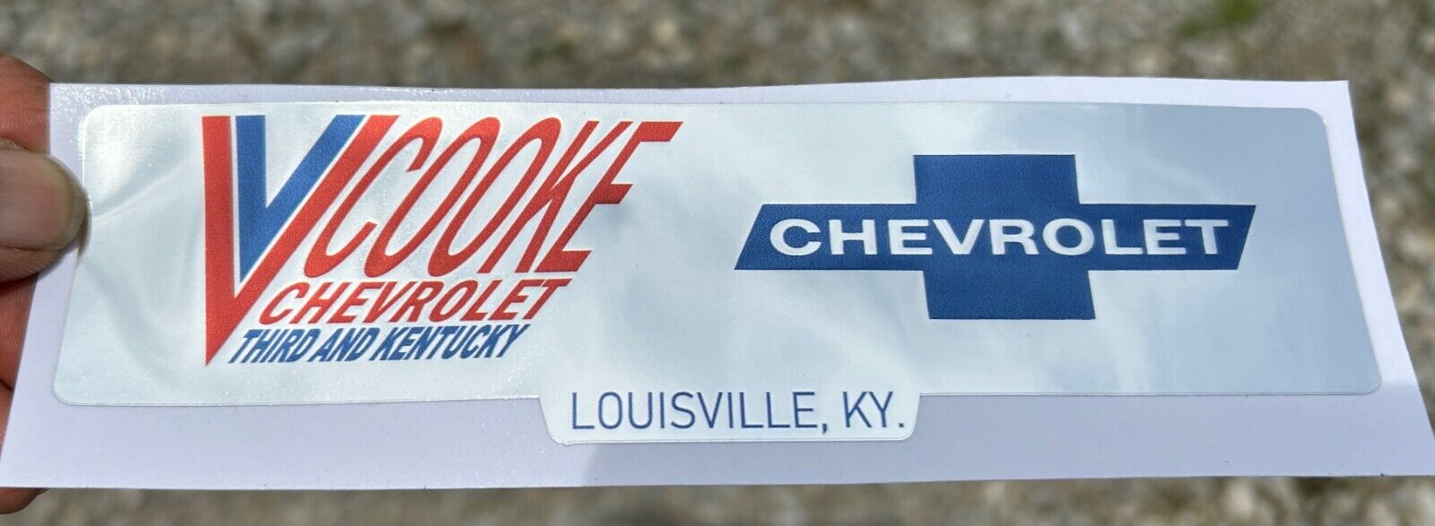 VV Cooke Vintage Chevrolet Dealership Decal Yenko Corvette Louisville Kentucky