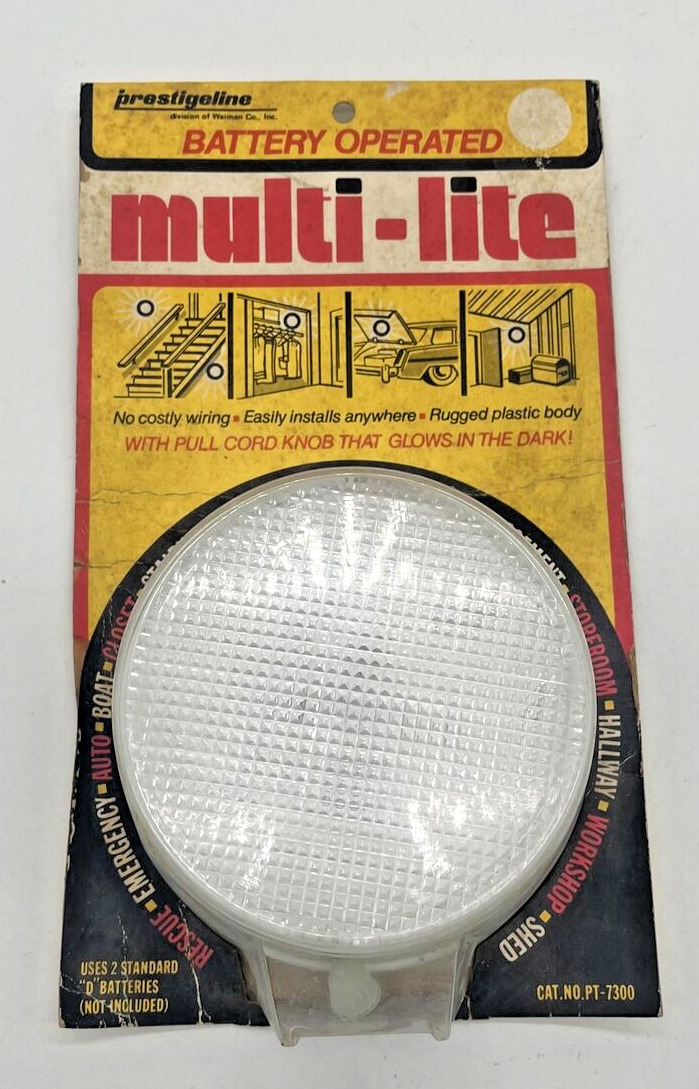 Vtg Auxilite Battery Operated Multi-Lite NIP NEW in Package Pull String Glow