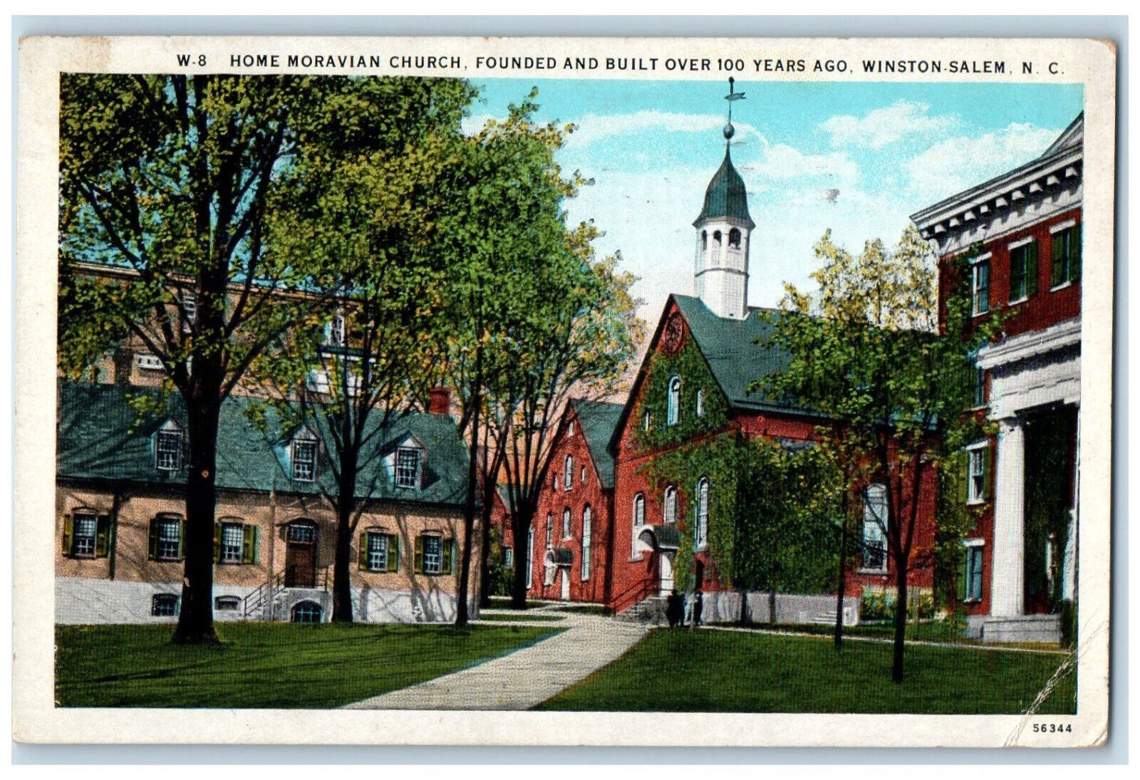 1931 Home Moravian Church Winston Salem North Carolina NC Postcard