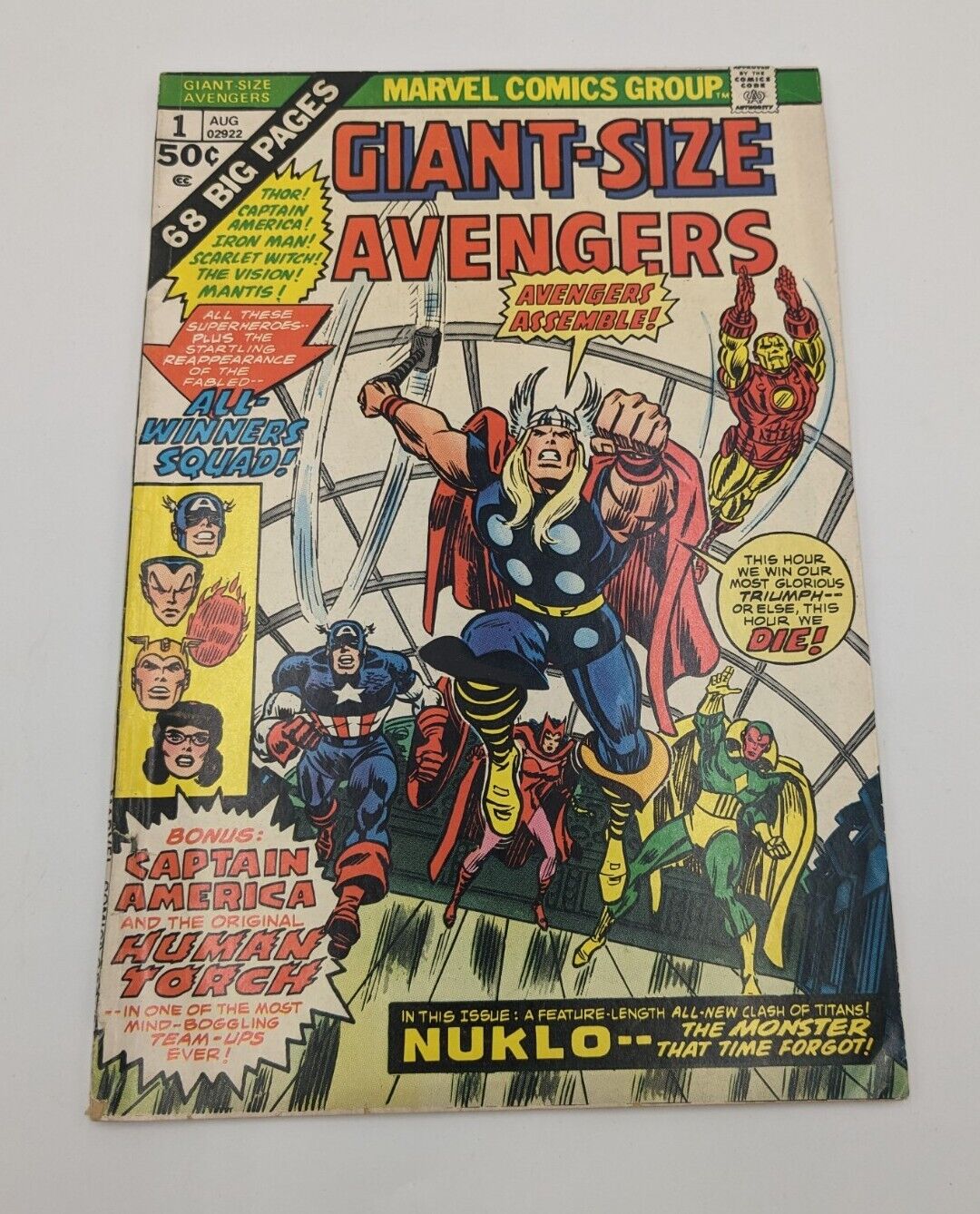 Avengers Giant Size #1 (VG) 1st App of Nuklo, son of Whizzer Marvel 1974