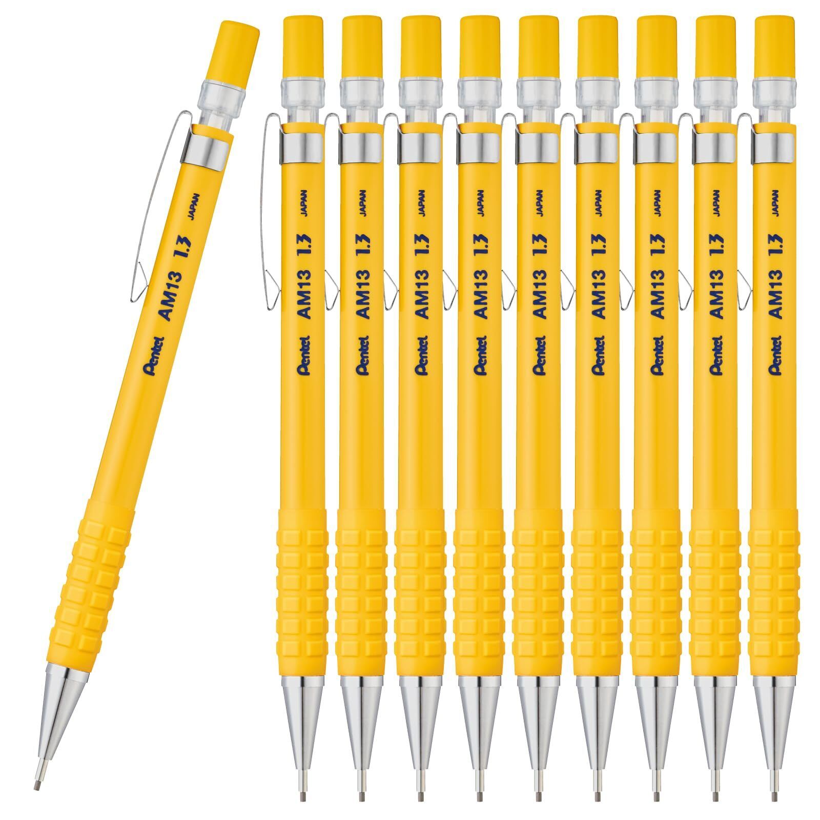 Pentel Mechanical Pencil AMAIN Sharp 1.3mm Yellow 10 Pieces AM13-G(10)