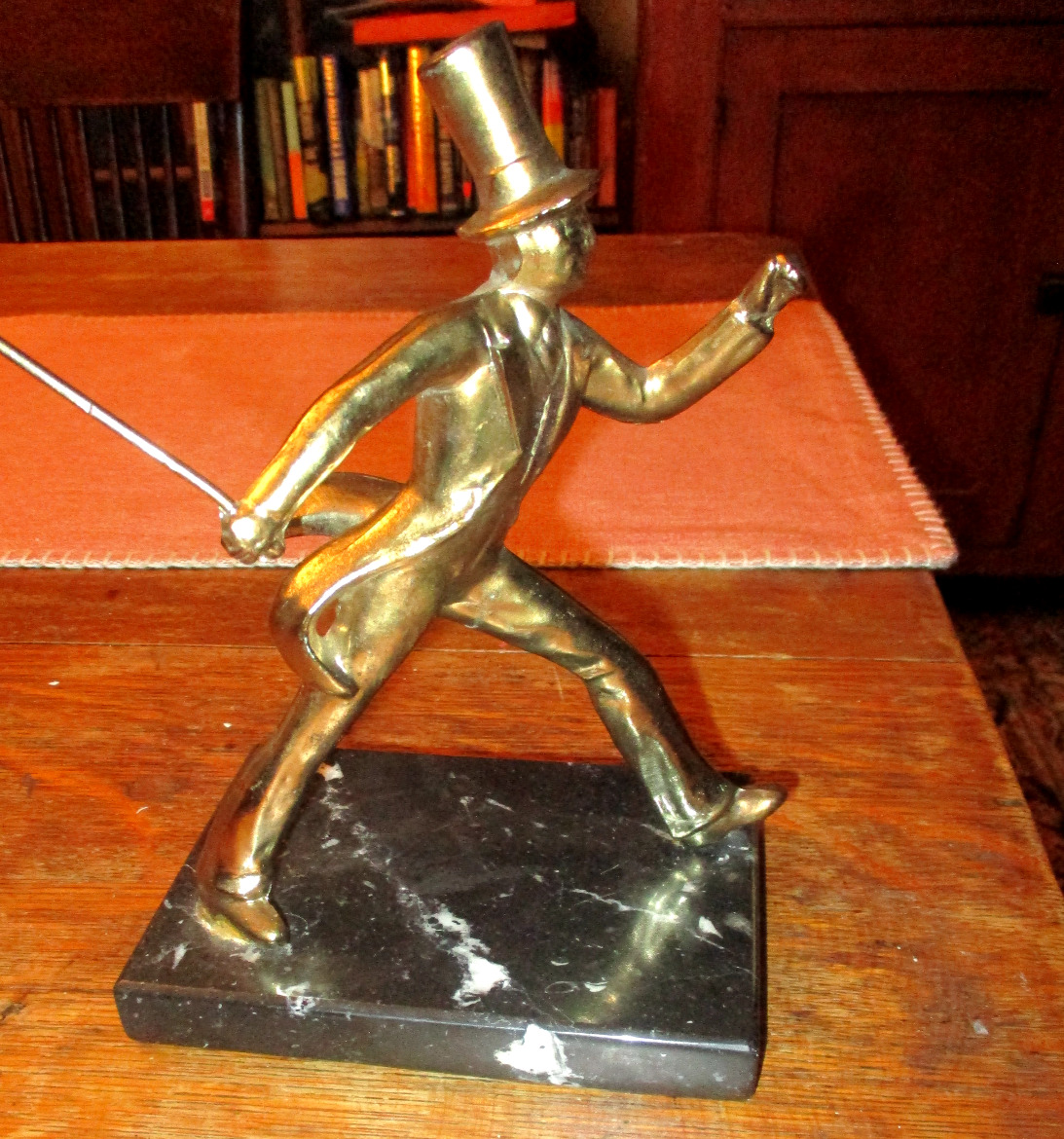 Vintage JOHNNY WALKER MARBLE BASE FIGURE , Brass/bronze